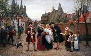 Felix de Vigne A Baptism in Flanders in the 18th Century oil painting on canvas